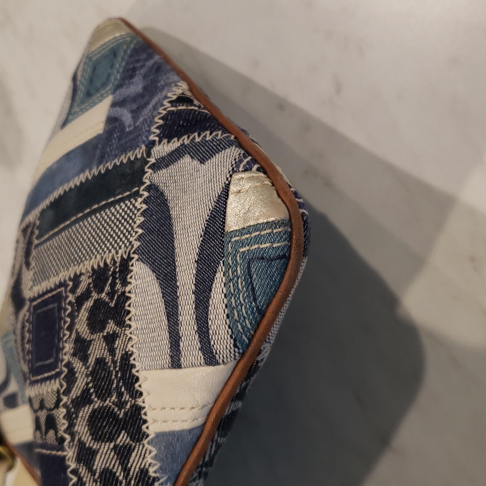 Coach Vintage Patchwork Blue/White Crossbody Bag … - image 7